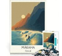 Puzzle per ragazzi da 1000 pezzi con soggetto surf a Mākaha, Oʻahu, ideale per il tempo libero in famiglia, perfetto per divertirsi a casa, come regalo di compleanno o di viaggio 50x75cm