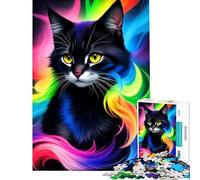 Puzzle per ragazzi da 1000 pezzi con splendido gatto nero fantasy gioco per famiglie giocattolo stimolante ottimo regalo per gli amanti dei giochi e antistress (dimensioni 38x52cm)