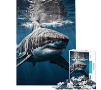 Puzzle per ragazzi da 1000 pezzi con squalo bianco sott'acqua ideale per compleanni e Natale Giocattolo per rafforzare i ricordi decorazione da parete Adatto a persone dai 14 anni in su (38x52cm)
