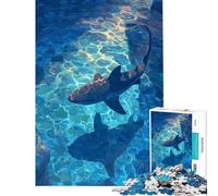 Puzzle per ragazzi da 1000 pezzi con squalo che nuota in acque cristalline Puzzle per adulti gioco pratico decorazione da parete ideale come regalo per tutta la famiglia (dimensioni 50x75cm)