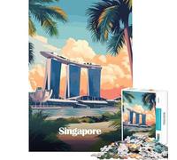 Puzzle per ragazzi da 1000 pezzi con stampa artistica dello skyline di Singapore ideale per compleanni e Natale Giocattolo educativo antistress adatto a partire dai 14 anni (50x75cm)