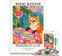 Puzzle per ragazzi da 1000 pezzi con stampa artistica "Volpe e caffè" di Henri Matisse gioco impossibile divertente antistress ideale come regalo 38x52cm