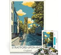 Puzzle per ragazzi da 1000 pezzi con stampa di Stratford-upon-Avon, gioco impossibile, decorazione per la casa, collezione d'artista, belle arti 50x75cm