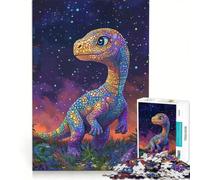 Puzzle per ragazzi da 1000 pezzi con stelle e dinosauri arcobaleno giochi educativi decorazione da parete con poster e foglio di curiosità abbinati 50x75cm