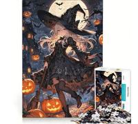 Puzzle per ragazzi da 1000 pezzi con strega anime nella notte di Halloween, gioco educativo, migliora la memoria, gioco stimolante, regalo 38x26cm