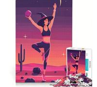 Puzzle per ragazzi da 1000 pezzi con strega che fa yoga nel deserto gioco interattivo per divertimento in famiglia compleanno e Natale 38x52cm