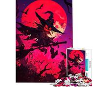 Puzzle per ragazzi da 1000 pezzi con strega di Halloween che vola su una scopa gioco per famiglie giocattolo educativo regalo per donne e uomini per tutta la famiglia (dimensioni 50x75cm)