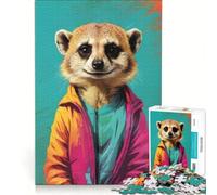 Puzzle per ragazzi da 1000 pezzi con suricato in stile pop art gioco pratico per tutta la famiglia ideale come regalo per tutta la famiglia 38x26cm