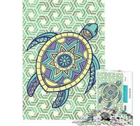 Puzzle per ragazzi da 1000 pezzi con tartaruga decorativa e sfondo geometrico ideale per compleanni e Natale Gioco impegnativo e stimolante per ragazzi dai 14 anni in su (38x26cm)