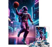 Puzzle per ragazzi da 1000 pezzi con tema basket astronauta al neon sfida educativa taglio di precisione gioco pratico per ragazzi dai 14 anni in su del puzzle 38x52cm