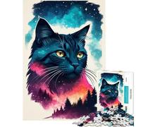 Puzzle per ragazzi da 1000 pezzi con tema "Felino nel cosmo" gioco educativo e rilassante sfida stimolante regalo di compleanno (dimensioni 75x50cm)