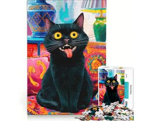Puzzle per ragazzi da 1000 pezzi con tema "Follia di gatti", decorazione da parete, passatempo ideale per le vacanze, regalo di compleanno, regalo di viaggio 38x26cm
