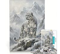 Puzzle per ragazzi da 1000 pezzi con tema "Leopardo delle nevi" antistress sfida impegnativa per rafforzare l'amore tra le coppie 38x26cm