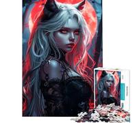 Puzzle per ragazzi da 1000 pezzi con tema Luna di Sangue e ragazza anime Divertimento a casa giochi per passare il tempo durante le vacanze per ragazzi dai 14 anni in su (38x52cm)