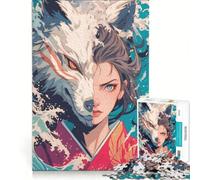 Puzzle per ragazzi da 1000 pezzi con tema Lupo e Geisha decorazione da parete ideale per il divertimento in famiglia regalo di compleanno o di viaggio 38x52cm