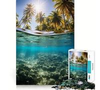 Puzzle per ragazzi da 1000 pezzi con tema spiaggia tropicale, incastro preciso, logica, divertimento assicurato, gioco tranquillo, compleanno, arte (38x26cm)