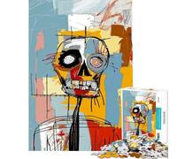 Puzzle per ragazzi da 1000 pezzi con teschio astratto in stile Basquiat difficile e stimolante decorazione murale gioco per famiglie dai 14 anni in su (38x26cm)