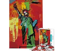 Puzzle per ragazzi da 1000 pezzi con teschio della Statua della Libertà gioco impegnativo gioco impossibile adatto a coppie regalo di compleanno (dimensioni 38x52cm)
