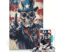 Puzzle per ragazzi da 1000 pezzi con teschio di Zio Sam gioco divertente allena la mente e la manualità adatto come decorazione da scrivania 38x52cm