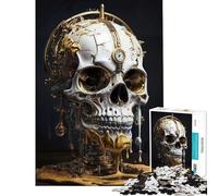 Puzzle per ragazzi da 1000 pezzi con teschio dorato giocattolo che si scioglie nel tempo giochi educativi giochi di apprendimento regali educativi per donne e uomini (dimensioni 38x52cm)