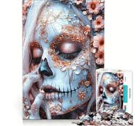Puzzle per ragazzi da 1000 pezzi con teschio floreale del Giorno dei Morti, gioco impossibile, divertente antistress, ideale come regalo 38x52cm
