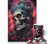 Puzzle per ragazzi da 1000 pezzi con teschio maledetto punk, giocattolo educativo, migliora la memoria, con poster abbinato e foglio di curiosità 38x26cm
