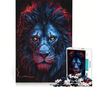 Puzzle per ragazzi da 1000 pezzi con testa di leone rossa giocattolo educativo migliora la memoria con poster abbinato e foglio di curiosità 38x52cm