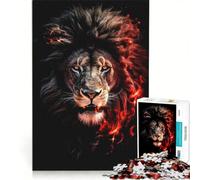 Puzzle per ragazzi da 1000 pezzi con testa di leone rosso antistress sfida impegnativa rafforza l'amore tra le coppie 50x75cm