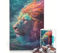 Puzzle per ragazzi da 1000 pezzi con testa di leone sopra l'acqua gioco educativo decorazione perfetta lista dei desideri con Babbo Natale 50x75cm