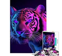 Puzzle per ragazzi da 1000 pezzi con tigre al neon gioco rompicapo per adulti stimola la memoria riduce lo stress ideale come regalo (dimensioni 50x75cm)