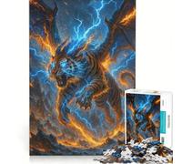 Puzzle per ragazzi da 1000 pezzi con tigre alata e potere del fulmine giocattolo educativo per divertimento in famiglia compleanno e Natale 38x26cm