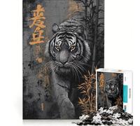 Puzzle per ragazzi da 1000 pezzi con tigre bambù e calligrafia asiatica gioco rompicapo impegnativo da completare ideale come regalo per tutta la famiglia 38x26cm