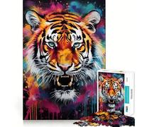 Puzzle per ragazzi da 1000 pezzi con tigre del Bengala e opera d'arte di Banksy,taglio di alta qualità,divertente,logico,gioco di abilità,facile da giocare,decorazione natalizia (38x26cm)