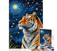 Puzzle per ragazzi da 1000 pezzi con tigre e notte stellata Gioco rilassante ottimo regalo per chi ama i giochi e migliora la memoria (50x75cm)
