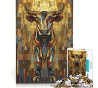 Puzzle per ragazzi da 1000 pezzi con toro astratto e disegno del segno zodiacale del Toro, giocattolo educativo, per divertimento in famiglia, compleanno e Natale 50x75cm