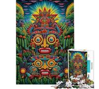 Puzzle per ragazzi da 1000 pezzi con totem della giungla e arte Huichol Puzzle per adulti gioco pratico un'opera d'arte per l'interazione genitore-figlio (dimensioni 50x75cm)