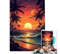 Puzzle per ragazzi da 1000 pezzi con tramonto e palme ideale per compleanni e Natale Giocattolo per rafforzare i ricordi decorazione da parete Adatto a persone dai 14 anni in su (50x75cm)