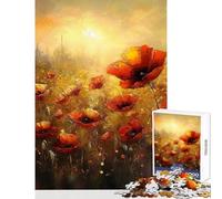 Puzzle per ragazzi da 1000 pezzi con tramonto sui papaveri gioco educativo giocattolo didattico decorazione da parete allena la mente e le mani (50x75cm)