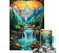 Puzzle per ragazzi da 1000 pezzi con tramonto surreale e cascata puzzle fai da te regalo di compleanno e regali unici (dimensioni 50x75cm)