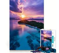 Puzzle per ragazzi da 1000 pezzi con tramonto tropicale su un'isola, incastro preciso, gioco di logica divertente e tranquillo, ideale per compleanni e attività artistiche (38x26cm)