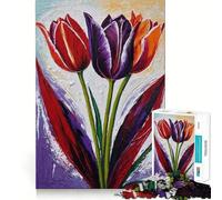 Puzzle per ragazzi da 1000 pezzi con trio di tulipani, decorazione con ritagli precisi, gioco creativo e divertente, gioco di pace, pezzo d'arte natalizio (50x75cm)