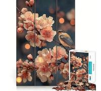 Puzzle per ragazzi da 1000 pezzi con uccello su ramo di ciliegio in fiore,trittico,pezzi ben definiti,gioco intelligente,regalo,gioco per il tempo libero,scena natalizia (50x75cm)