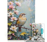 Puzzle per ragazzi da 1000 pezzi con uccello su un ramo fiorito, gioco rompicapo, impegnativo da completare, ideale come regalo per tutta la famiglia 50x75cm
