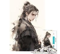 Puzzle per ragazzi da 1000 pezzi con un affascinante samurai oscuro gioco impegnativo antistress regalo di Babbo Natale segreto (dimensioni 38x26cm)