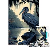 Puzzle per ragazzi da 1000 pezzi con un bellissimo airone gioco educativo sfida giocattolo idee regalo gara di velocità manuale (dimensioni 38x26cm)