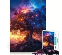 Puzzle per ragazzi da 1000 pezzi con un bellissimo albero e una nebulosa,incastro perfetto,gioco cognitivo,regalo per Natale (38x26cm)