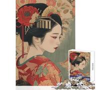 Puzzle per ragazzi da 1000 pezzi con un bellissimo poster di una geisha gioco interattivo difficile antistress per migliorare l'amore tra le coppie (38x26cm)