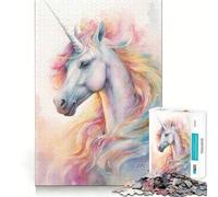 Puzzle per ragazzi da 1000 pezzi con un bellissimo unicorno arcobaleno,pezzi ben definiti,gioco intelligente,regalo per il tempo libero,scena natalizia (38x52cm)