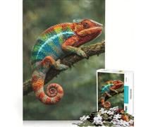 Puzzle per ragazzi da 1000 pezzi con un camaleonte colorato su un ramo, gioco pratico per il divertimento in famiglia, ideale come regalo per tutta la famiglia 50x75cm