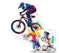 Puzzle per ragazzi da 1000 pezzi con un ciclista di mountain bike in volo Aiuta ad allenare la mente Sfida impegnativa Gioco per famiglie adatto a partire dai 14 anni (38x26cm)
